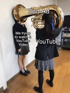 Girl Putting Tuba On Girl's Head meme #4