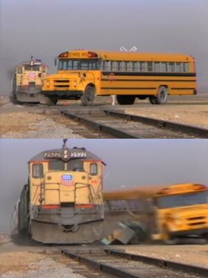Train Hitting School Bus: blank meme template
