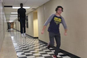 Floating Boy Chasing Running Boy: blank meme template