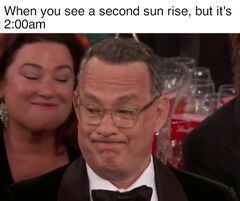 Tom Hanks' Golden Globe Grimace meme #3