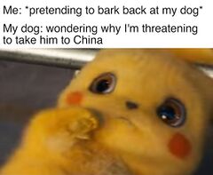 Cowering Detective Pikachu meme #3