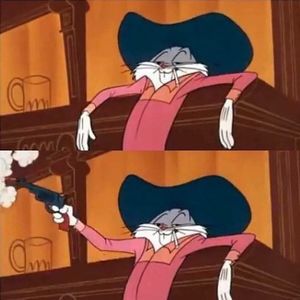 Bugs Bunny Shooting a Gun: blank meme template