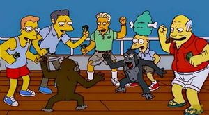 Simpsons Monkey Knife Fight: blank meme template