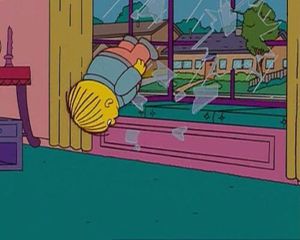 Ralph Wiggum Diving Through Window: blank meme template