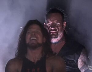 Undertaker Standing Behind AJ Styles: blank meme template