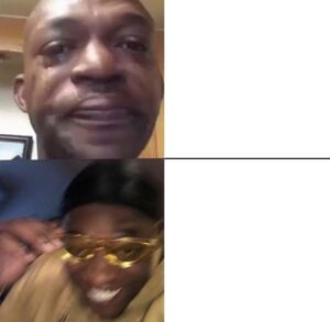 Yellow Glasses Guy: blank meme template (2 panel)