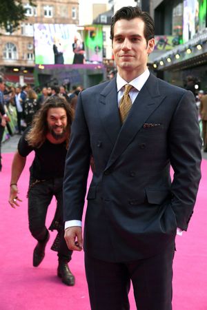 Jason Momoa Sneaks Up on Henry Cavill: blank meme template