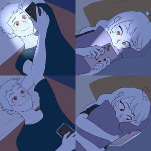 Couple Texting in Bed: blank meme template