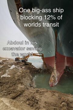 Excavator Digging Out Suez Canal Ship meme #2
