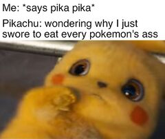 Cowering Detective Pikachu meme #2