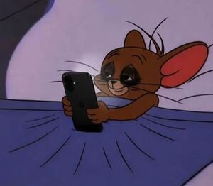 Sleepy Jerry in Bed With Phone: blank meme template (alt)