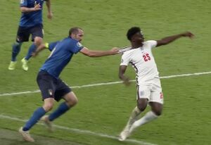 Chiellini Pulling Saka: blank meme template