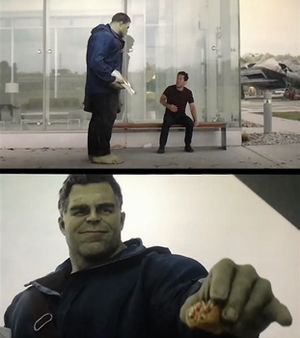 Hulk Gives Ant-Man a Taco: blank meme template