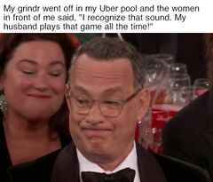 Tom Hanks' Golden Globe Grimace meme #2