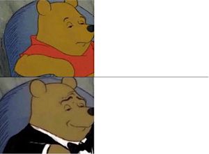 Tuxedo Winnie the Pooh: blank meme template (2 panel)