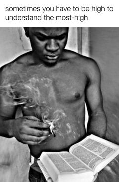 Man Reading the Bible and Smoking a Blunt meme #2