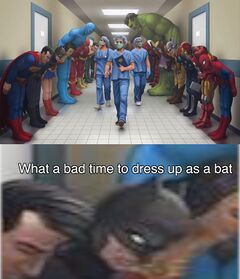 Superheroes Bowing to Doctors meme #3