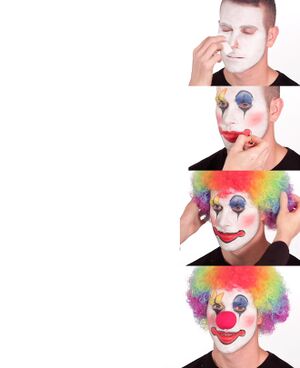 Putting on Clown Makeup: blank meme template
