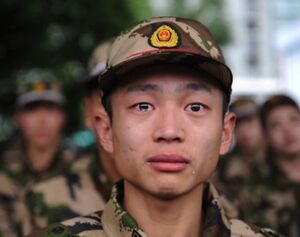 Chinese Paratrooper Crying: blank meme template