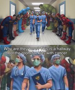 Superheroes Bowing to Doctors meme #4