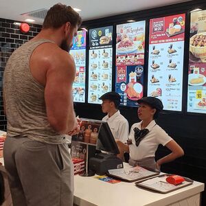 Big Guy Ordering at McDonald's: blank meme template