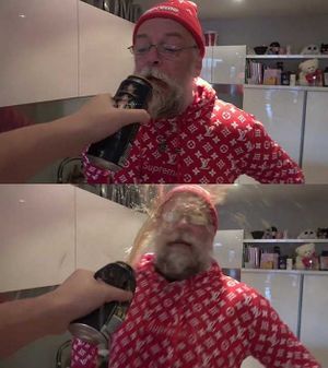 Spraying Beer in Papanomaly's Face: blank meme template