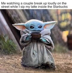Baby Yoda Drinking Soup meme #3
