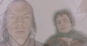 Low Opacity Elrond Healing Frodo: blank meme template